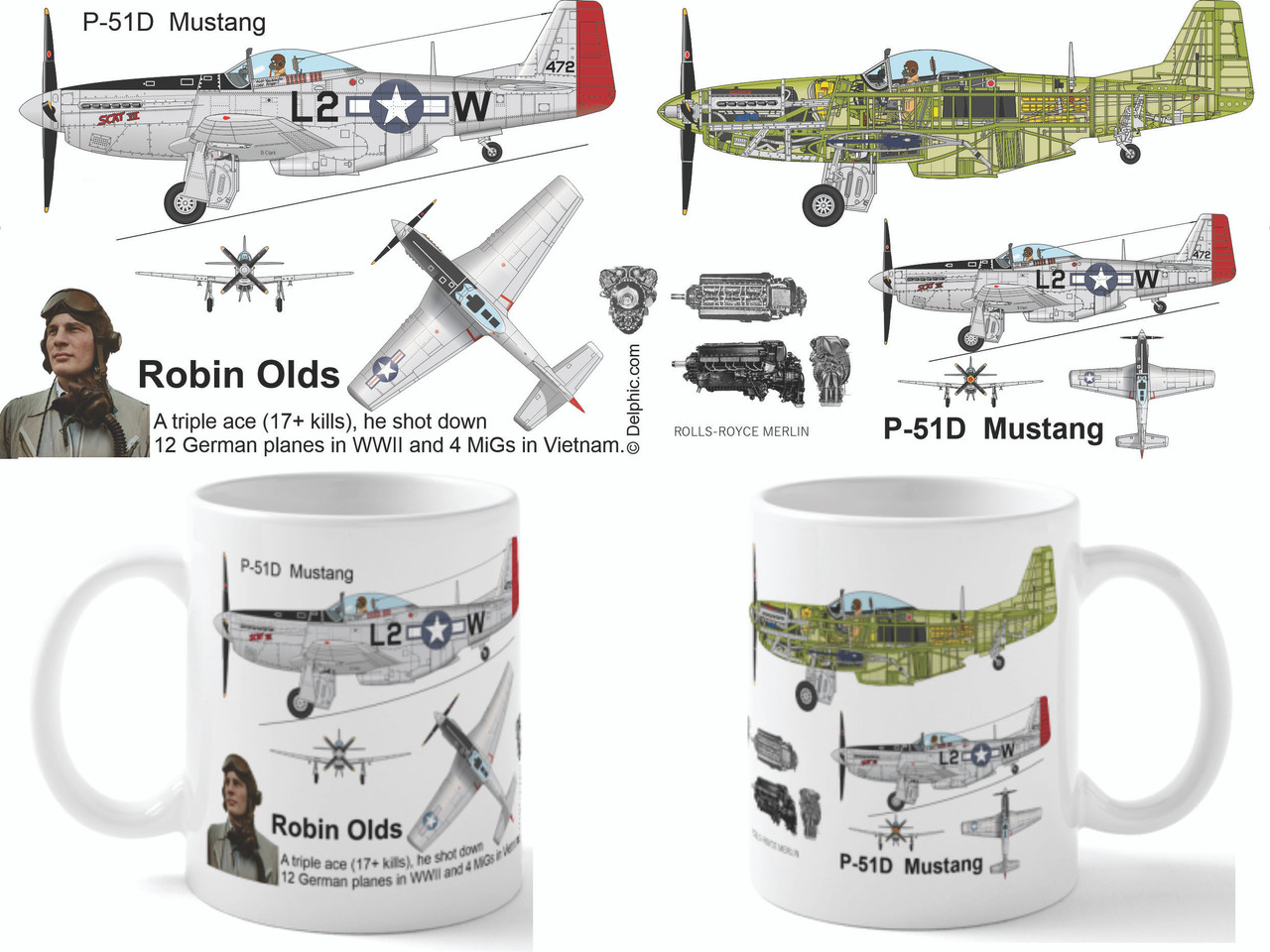 Robin Olds P-51 Mustang Mug