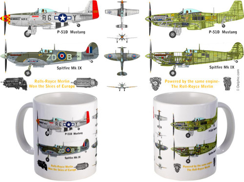 P-51 Mustang Spitfire Merlin Mug