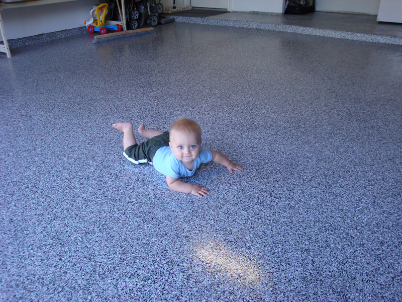 Garage Epoxy with Vinyl Color Chips