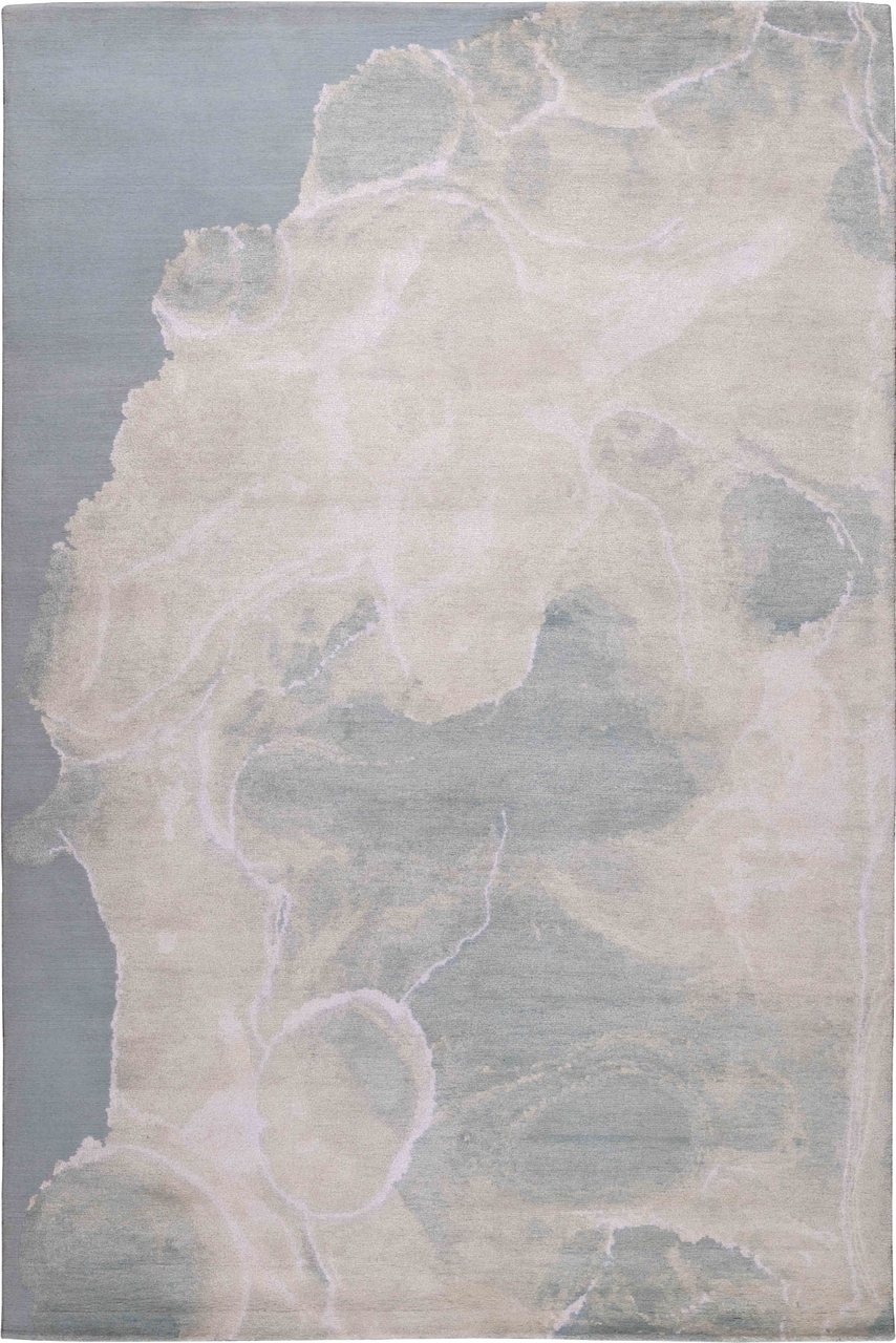 Mesa Powder Neutral gray/Blue Abstract Wool & Bamboo silk rug by The ...