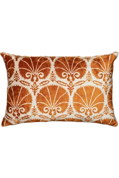 Velvet Ikat Fan Orange Cushion - flatshot image