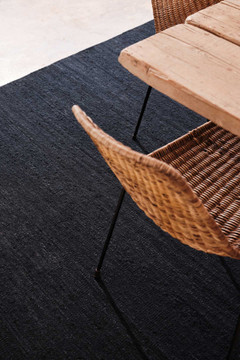 Flatweave Handcarded Wool Midnight - top down