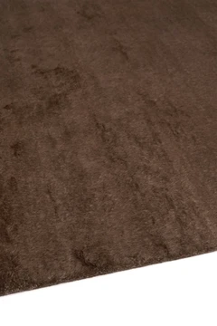 Mohair Shag rug in Carob, angled flatshot showing pile direction