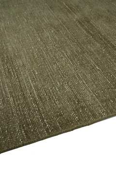 Vara rug in Olive, corner detail showing pile texture