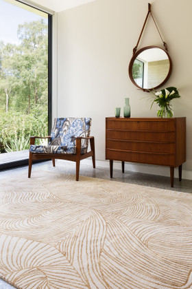 Waves Honey Handknotted Tibetan Wool Cut Pile rug by Adam Hunter