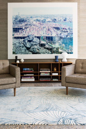 Waves Blue Handknotted Tibetan Wool Cut Pile rug by Adam Hunter