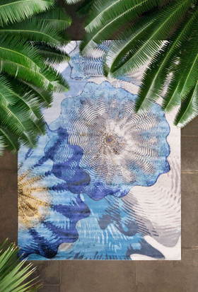 Rosette Sapphire Tibetan Wool Cut Pile rug by Chihuly