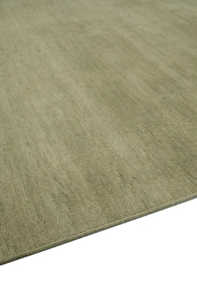 Caliche Silk rug in Moss, corner detail showing pile texture