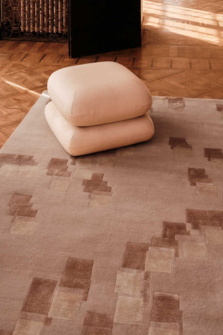 Runa Clay Handknotted Wool & Silk Cut pile rug by Kelly Wearstler