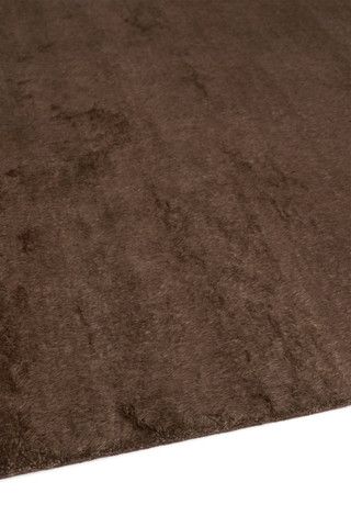 Mohair Shag rug in Carob, angled flatshot showing pile direction