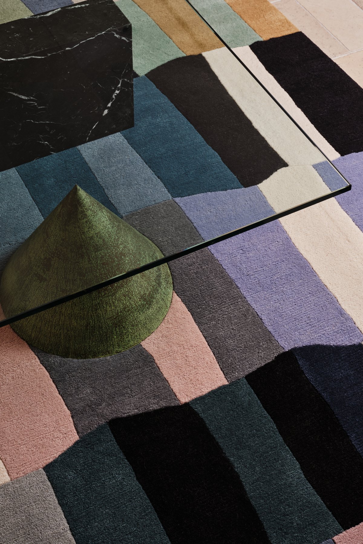 Parachute Sky Tibetan Wool Cut Pile rug by Paul Smith