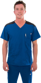 540 Mens Two-Tone V-Neck Scrub Top