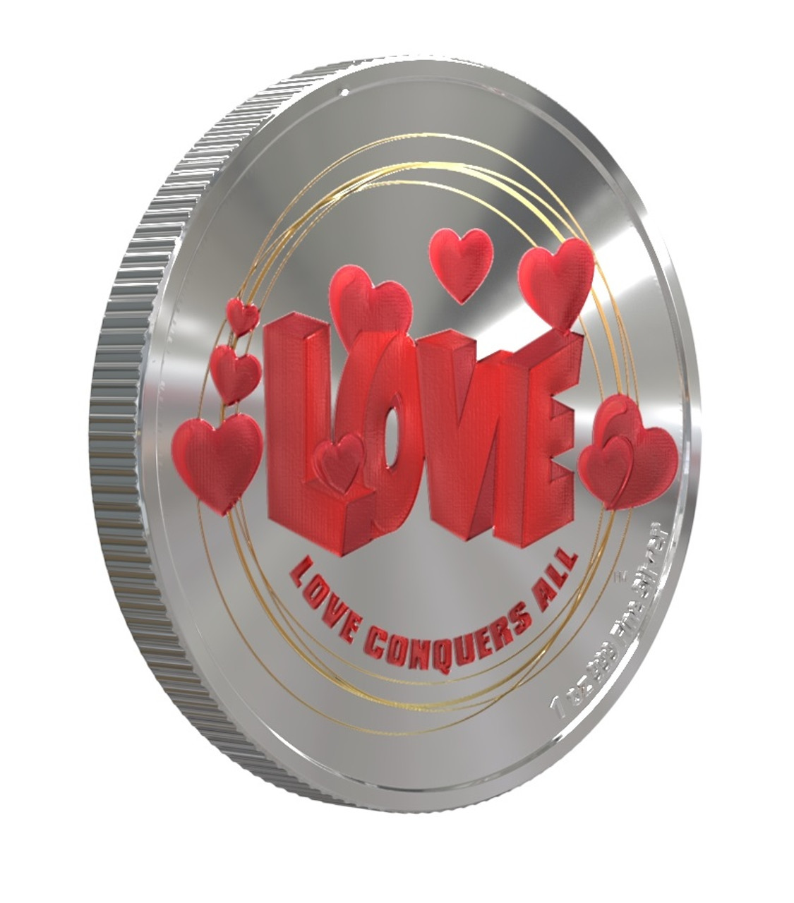 1oz silver Coin/Round Colorized Love conquers All