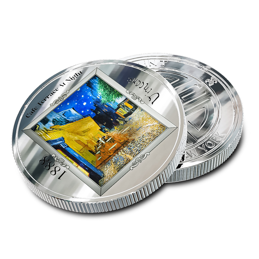 Cafe Terrace At Night Vincent Van Gogh 1oz 999 silver coin