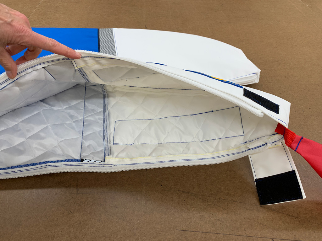 Add a nylon quilted lining to your surf ski cover for extra padding and protection. The lining is sewn to the cover sections before assembly, resulting in a durable, snug fitting cover.