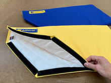A great NEW item to protect your sculling Blades! WeatherMax outer shell with a padded interior.  Velcro closure for easy on & off. Set (2)

Sweep oar Blade Covers will protect your oars while travelling. 