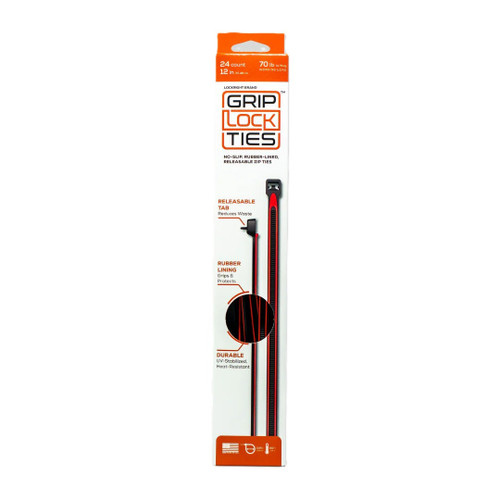 Zip Ties 12in Releasable Black / Red 24pk