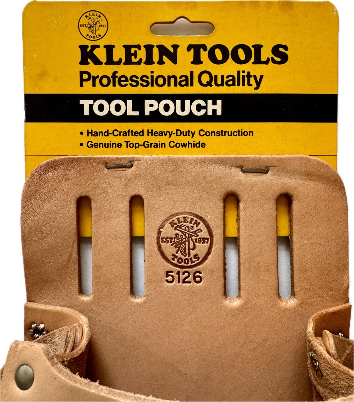 Klein 5126 Leather Tool Pouch with Knife Snap, 5-Pocket