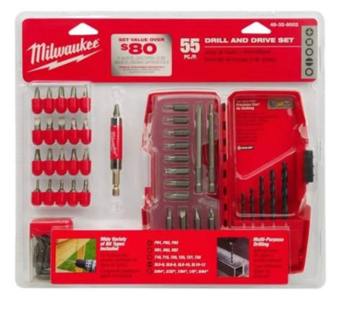 NEW Milwaukee 48-32-8002 55 PIECE Drill and Drive BIT Set with Case