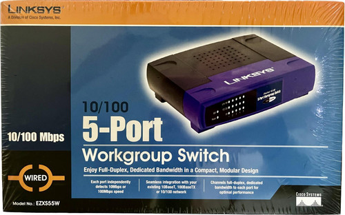 NEW LINKSYS EtherFast EZXS55W 5-Port Workgroup Switch 10/100 Mbps