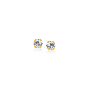 14k Yellow Gold Stud Earrings with Faceted White Cubic Zirconia 14k Yellow Gold Stud Earrings with Faceted White Cubic Zirconia