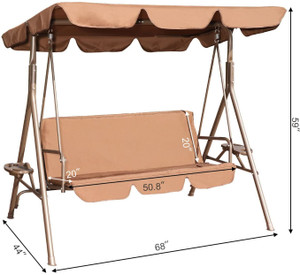 Durable Outdoor 2-Seat Swing with Teapoy Weather Resistant Canopy Powder Coated Steel Frame Swinging Hammock with Removable Cushion for Patio Durable Outdoor 2-Seat Swing with Teapoy Weather Resistant Canopy Powder Coated Steel Frame Swinging Hammock with Removable Cushion for Patio