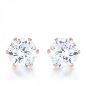 Reign 3.4ct Cz Rose Gold Stainless Steel Stud Earrings Reign 3.4ct Cz Rose Gold Stainless Steel Stud Earrings