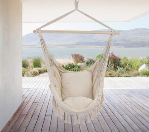 Tassel Hammock Chair Hanging Rope Swing Seat with 2 Cushions Tassel Hammock Chair Hanging Rope Swing Seat with 2 Cushions
