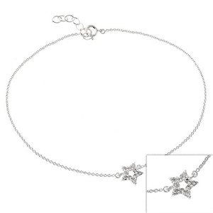 Sterling Silver CZ Star Anklet Bracelet Sterling Silver CZ Star Anklet Bracelet