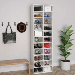 Shoe Cabinet High Gloss White 21.3"x13.4"x72" Chipboard Shoe Cabinet High Gloss White 21.3"x13.4"x72" Chipboard