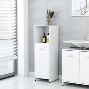Bathroom Cabinet High Gloss White 11.8"x11.8"x37.4" Chipboard Bathroom Cabinet High Gloss White 11.8"x11.8"x37.4" Chipboard