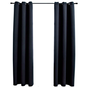 Blackout Curtains with Rings 2 pcs Black 37"x84" Fabric Blackout Curtains with Rings 2 pcs Black 37"x84" Fabric