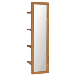 Wall Mirror with Shelves 11.8"x11.8"x47.2" Solid Teak Wood Wall Mirror with Shelves 11.8"x11.8"x47.2" Solid Teak Wood