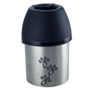 Plastic Fin Cap Pet Travel Water Bottle in Stainless Steel, Small, Silver and Black Plastic Fin Cap Pet Travel Water Bottle in Stainless Steel, Small, Silver and Black