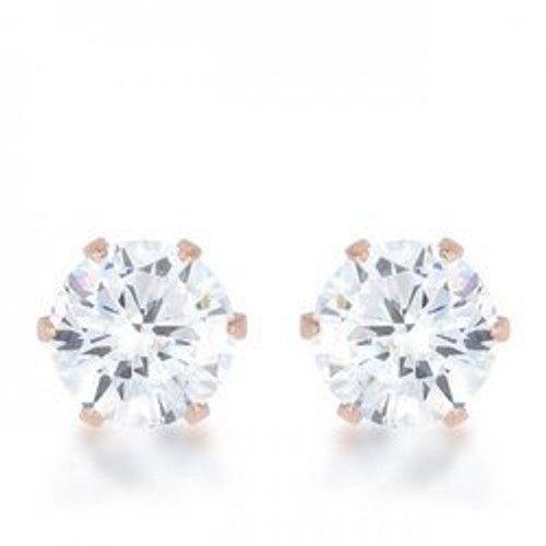 Reign 3.4ct Cz Rose Gold Stainless Steel Stud Earrings