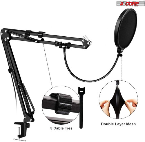 Microphone Condenser Mic for Computer PC Gaming, Podcast Desktop Tripod Stand Studio Microphone 5 Core RM 14 6SET P