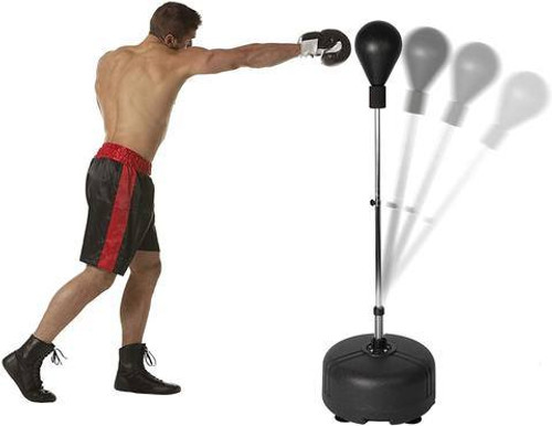 Bosonshop Punching Bag Reflex Freestanding Boxing Heavy Bag Height Adjustable Punching Speed Bag for Adult and Kids Fitness Training -Black