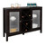 FCH Transparent Double Door with X-shaped Wine Rack Sideboard Entrance Cabinet Brown RT