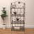 Four Tier Metal Foldable Bakers Rack with Flower Motifs, Black
