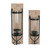 DunaWest 21 Inch Industrial Wall Mount Wood Candle Holder With Glass Hurrican, Set of 2, Black
