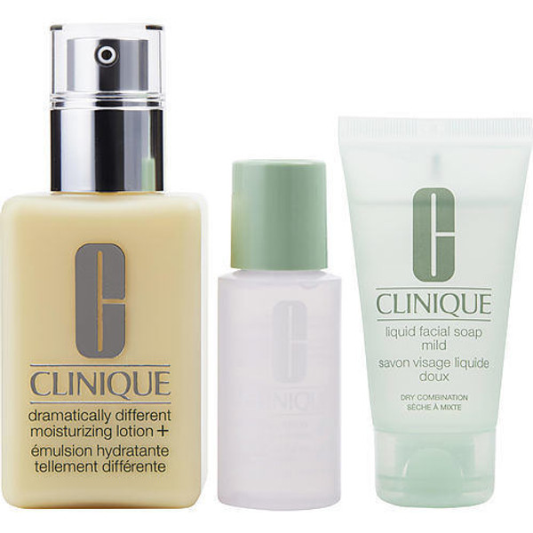 CLINIQUE by Clinique Dramatically Different Moisturizing Lotion ( With Pump )--125ml/4.2oz + Liquid Facial Soap --30ml/1oz + Clarifying Lotion --30ml/1oz (Dry to Combination Skin)