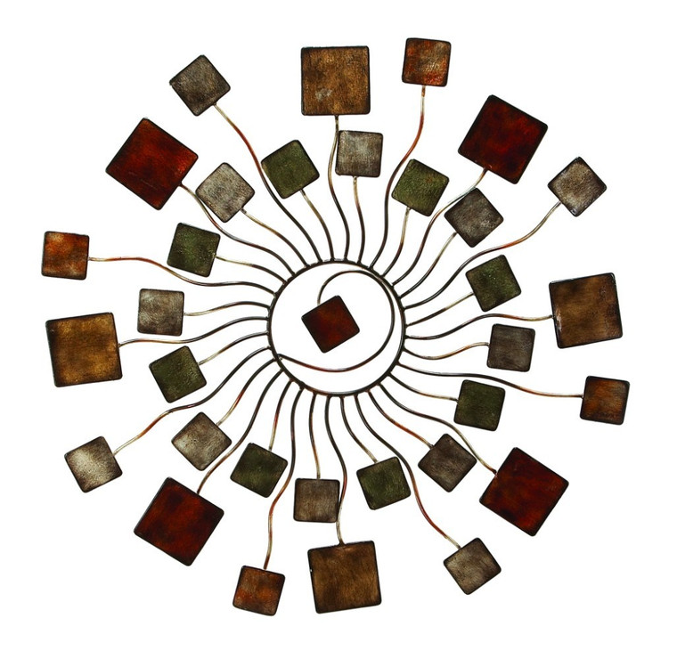 Benzara Modern Abstract Metal Sun Wall Decor, Multicolor