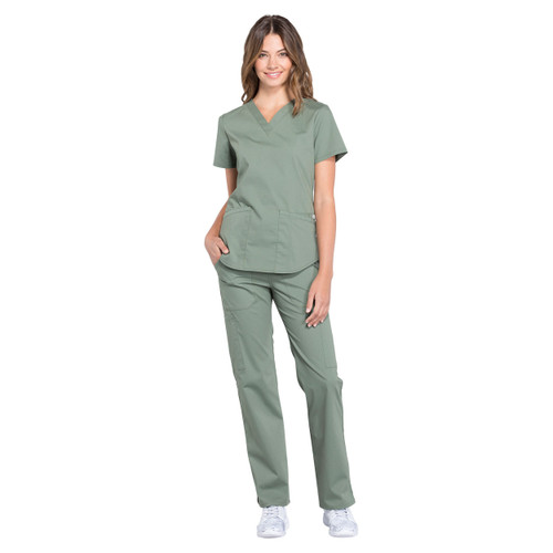 Cherokee PROFESSIONALS Women's V-Neck Top & Cargo Pant Scrubs Set Cherokee PROFESSIONALS Women's V-Neck Top & Cargo Pant Scrubs Set