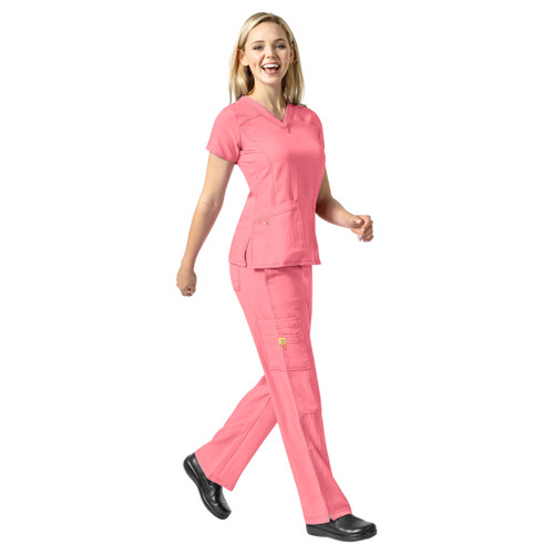 WonderWink FOUR STRETCH Women's Sporty V-Neck Top & Cargo Pant Scrubs Set WonderWink FOUR STRETCH Women's Sporty V-Neck Top & Cargo Pant Scrubs Set