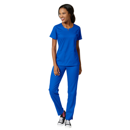 WonderWink PRO Women's 4 Pocket Notch Neck Top & Knit Waist Pant Scrubs Set WonderWink PRO Women's 4 Pocket Notch Neck Top & Knit Waist Pant Scrubs Set