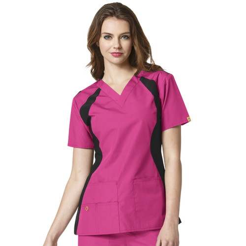 WonderWink ORIGINS Women's Knit Panel V-Neck Scrub Top