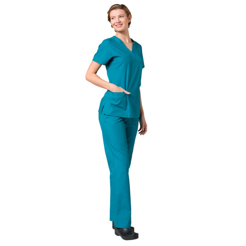 Maevn RED PANDA Women's V-Neck Top & Half Elastic Pant Scrubs Set Maevn RED PANDA Women's V-Neck Top & Half Elastic Pant Scrubs Set