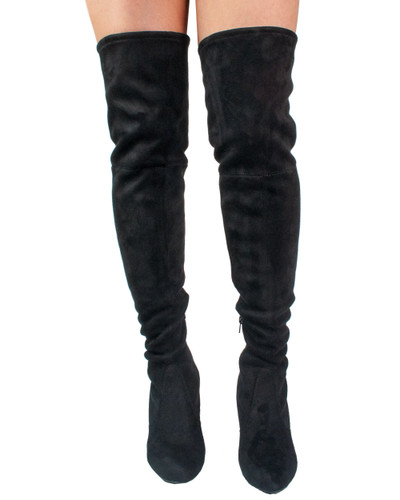 Women Fashion Stretchy Pull On Over the Knee Thigh High Chunky Heel Boot
