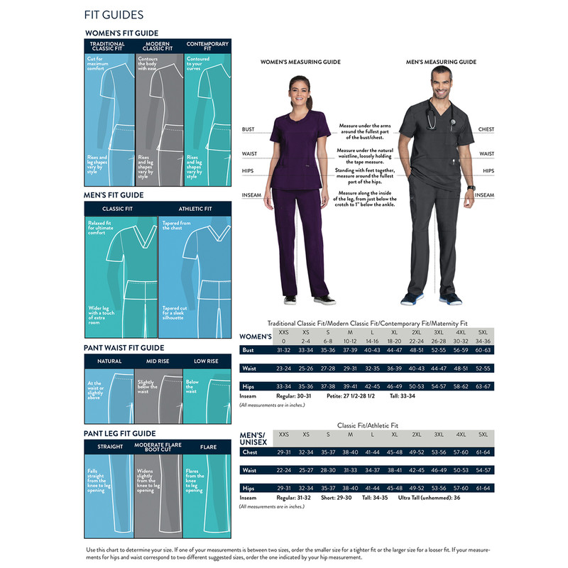 Cherokee Infinity Scrubs Size Chart