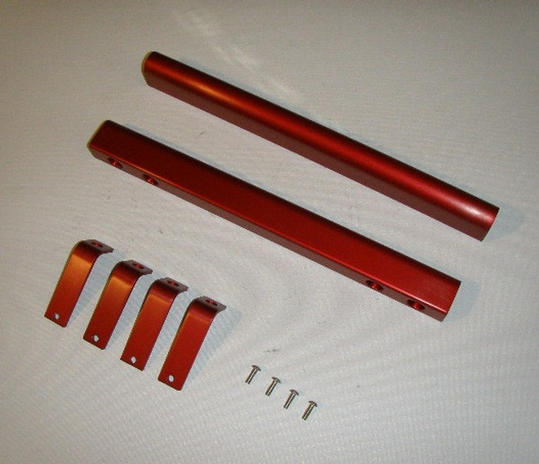 HiPoTek Red Anodized 6AN Billet Aluminum Fuel Rails 5.2/5.9 Dodge Dakota Durango Ram Jeep Magnum OEM Barrel Intake, Hughes Airgap, M1 2-BBL, M1 4-BBL
